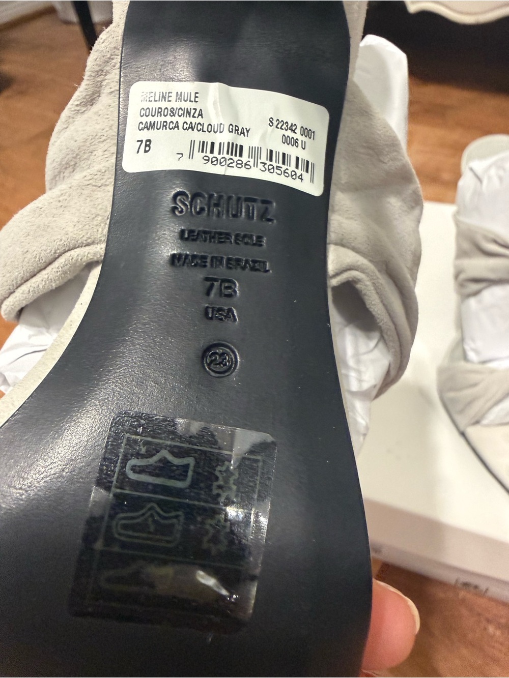 SCHUTZ Light Gray Suede Pointed Toe Knot Mules - Picture 5 of 16